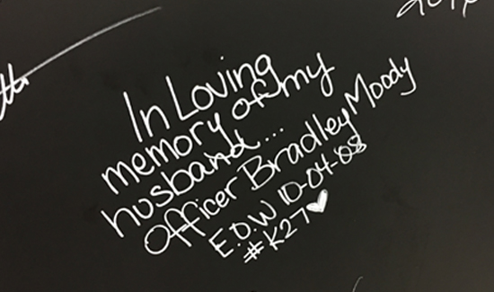 One widow left this tribute to her husband on the board.