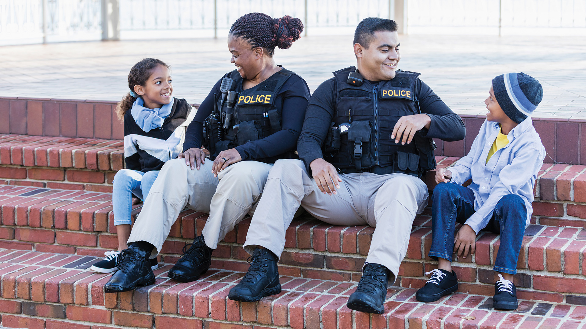 police officers helping the community