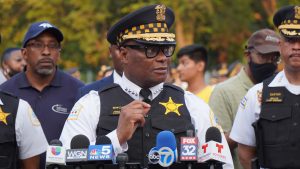 Chicago Police Superintendent David Brown announces new strategy to redeploy community safety officers to fight gangs