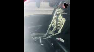 Halloween season is officially here as Texas man tries to fool police by carpooling with skeleton