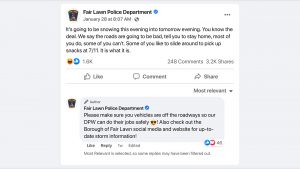 New Jersey police turn to social media to warn (and joke) about snow storm